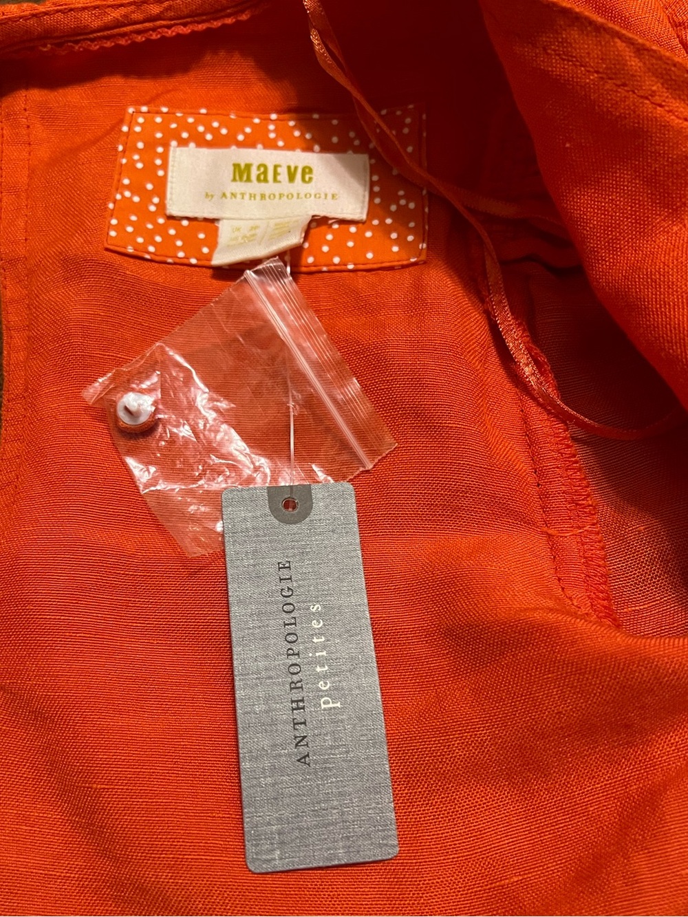 Maeve by Anthropologie Boho Orange Linen Tie Front Button Crop Top Size 00P NWT - Picture 10 of 13